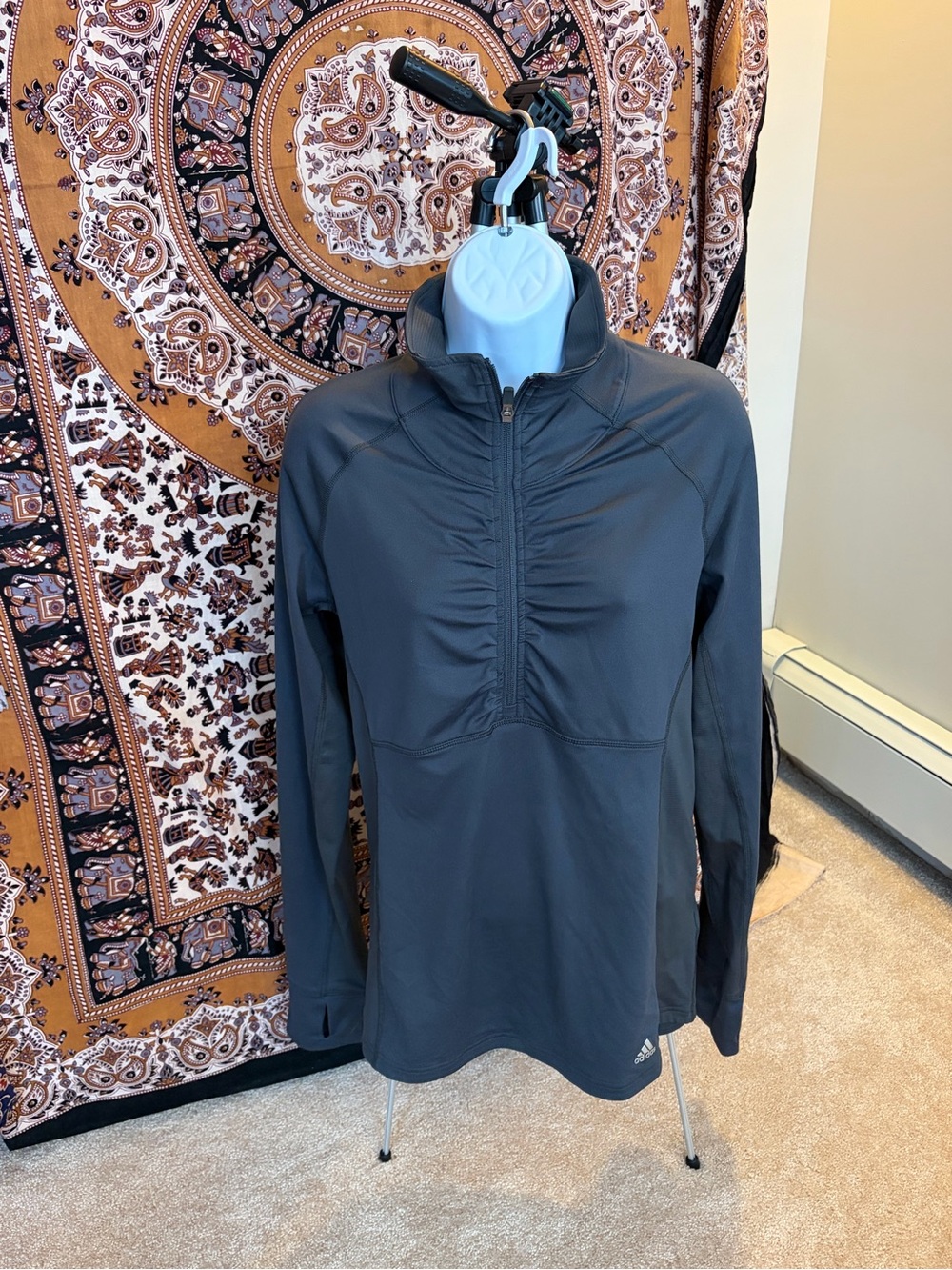 adidas Charcoal Gray Quarter-Zip Pullover